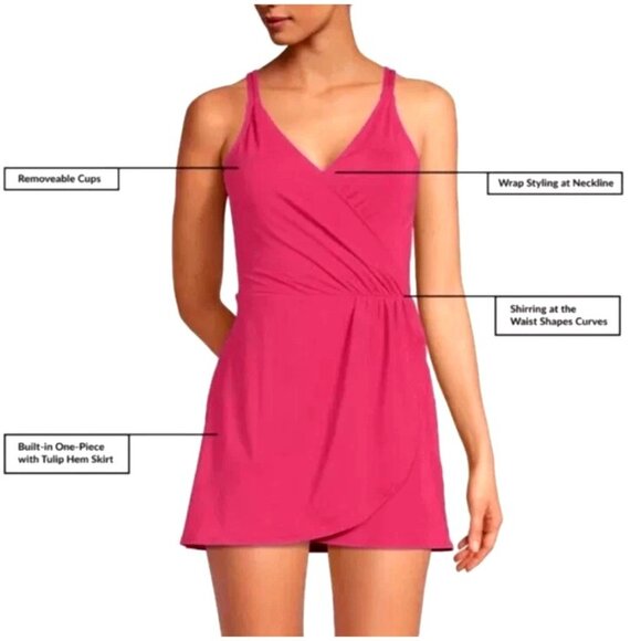 Lands' End Crossover V-neck Swim Dress XS - Picture 4 of 6